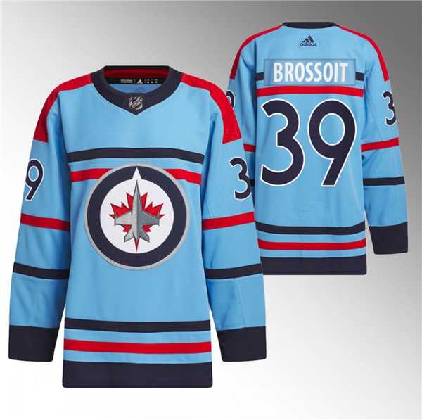 Mens Winnipeg Jets #39 Laurent Brossoit Light Blue Anniversary Primegreen Stitched Jersey Dzhi